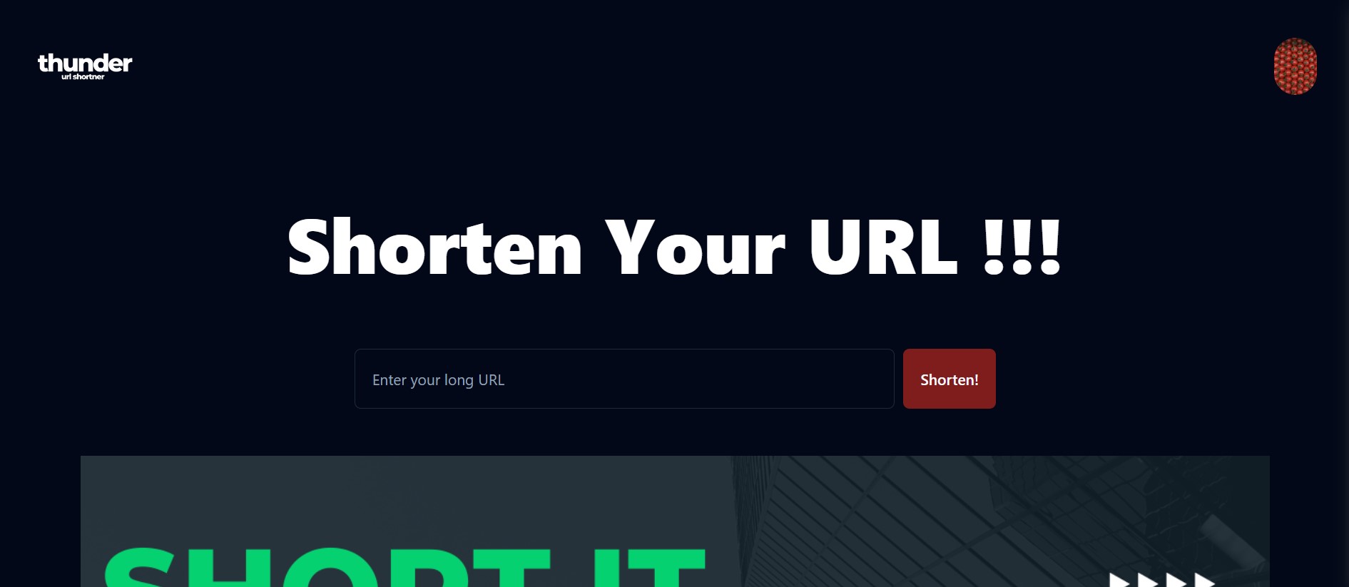 A URL shortener page